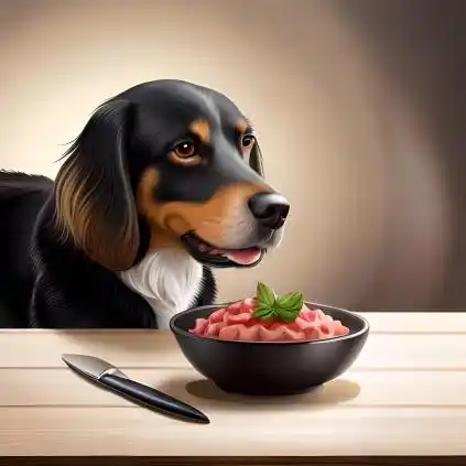dog eating Liverwurst 