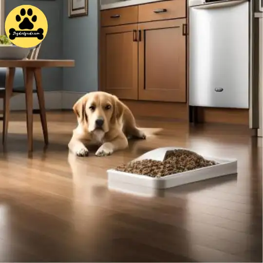 dog with open dry dog food