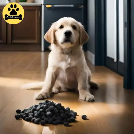 dog with kibble food