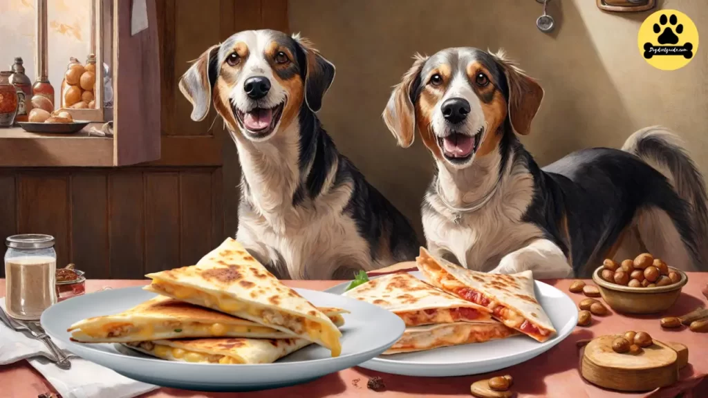 dogs eating Quesadillas