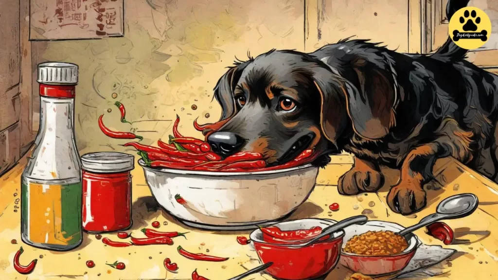 dog eating spicy food