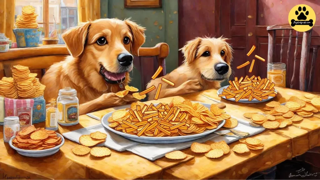 dog eating hot fries